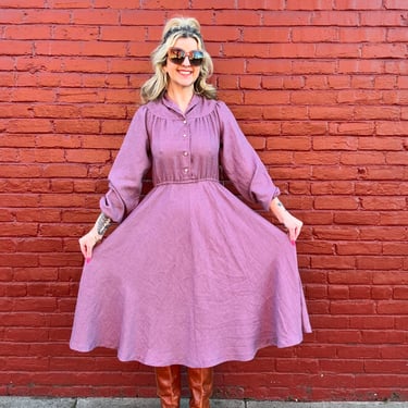 Vintage 70s mauve prairie dress