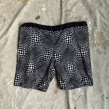 Size 38 Vintage 1960s 1970s Black and White Wavy Geometric Bathing Suit 2234 