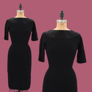 1950s Black Magic wool knit dress 