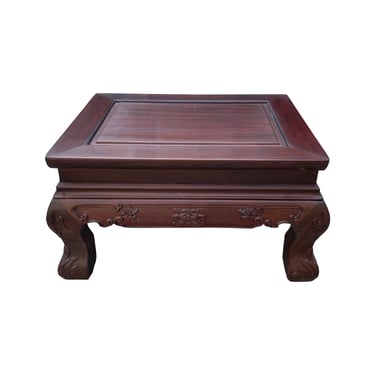 Reddish Brown Oriental Flower Carving Rectangular Display Table Stand ws2713E 