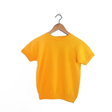 vintage sweatshirt / raglan sweatshirt / 1970s Sportswear golden yellow short sleeve raglan sweatshirt XS 