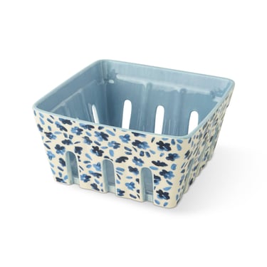 Printed Ceramic Berry Basket - Blue Floral