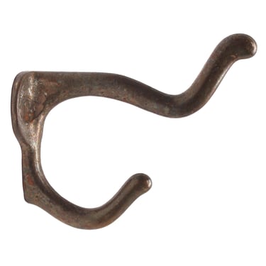 Antique Curved Double Arm Brass Plated Iron Wall Hook