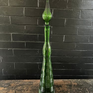 MCM Tall Green Genie Bottle Decanter with Flame Stopper 