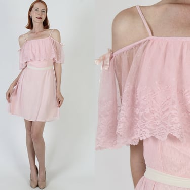 Plain Pink Barbiecore Mini Sundress Vintage 70s Spaghetti Strap Dress Monochrome Unicolor Summer Sun Dress 