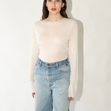 Knit Long Sleeve Top in Off White