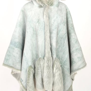 Fur Hooded Reversible Poncho