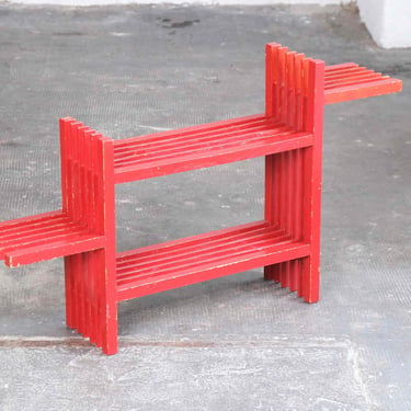 Bauhaus / Art Deco wooden plant stand in red 