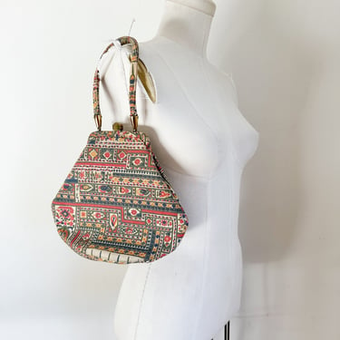 Vintage 1960s Floral Tapestry Bag 