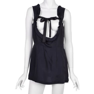 Comme des Garcons Vintage SS 2002 Black Sleeveless Ribbon Tie Top