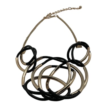 Necklace | Modern Looped Black and Gold