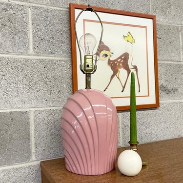 Vintage Table Lamp Retro 1980s Contemporary + Art Deco Revival + Ceramic + Mauve + Pink + Mood Lighting + Home and Table Decor 