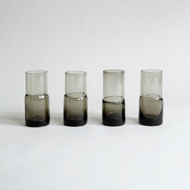Vintage Shot Glasses, Hand Blown Smokey Glass, Set of 4, Vintage 1980's 