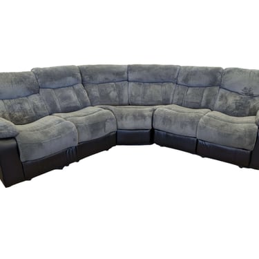 Two Tone Gray & Black C-Shaped Reclining Sectional