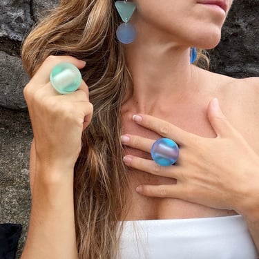 SEAGLASS Aqua Earrings, Geometric Earrings, Handcrafted Earrings, Seaglass Earrings, Resin Earrings 