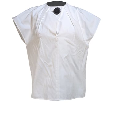 Balenciaga - White Cap Sleeve Button Detail Blouse Sz 6