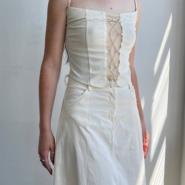 Ecru Lace-up Corset Top (S/M)