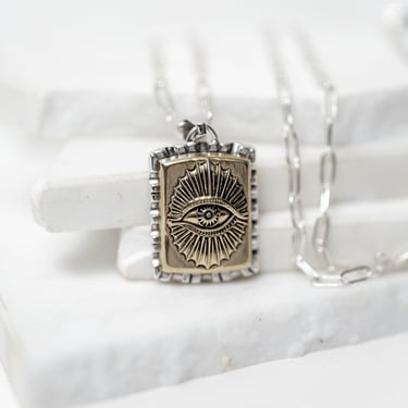 Sterling Silver and Brass All Seeing Eye Souvenir Necklace