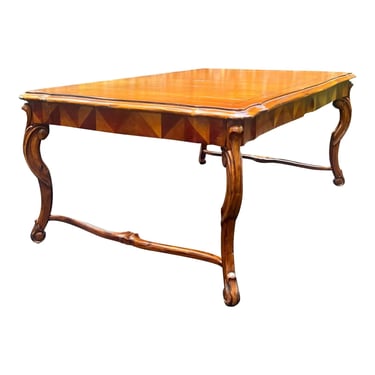 Vintage Inlaid Rustic Carved French Coffee Table 