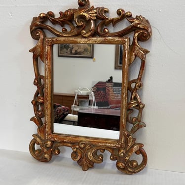 Free Shipping within continental US - Vintage Italian Baroque Style Hand Carved Giltwood Mirror with Patina 