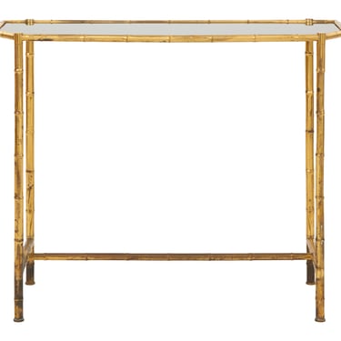 Vintage Brass Faux Bamboo Console Table