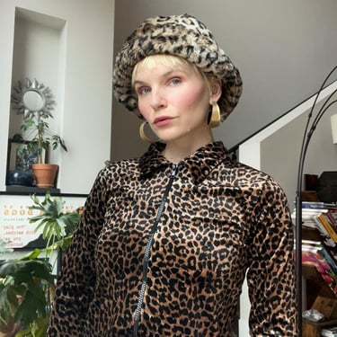 VTG 90s Leopard Print Zip up Top 