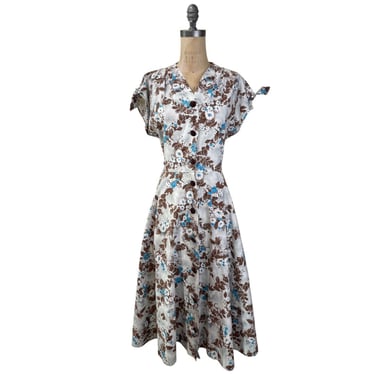 1950s floral print dress large size 