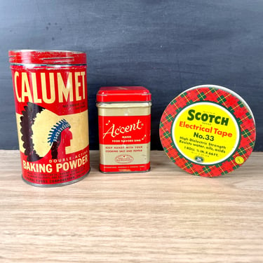 Calumet, Accent, Scotch - trio of vintage tins - vintage advertising 