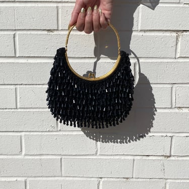 Black Beaded Mini Handbag