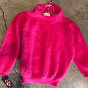 1960 Darlene Magenta Pink Angora Sweater 