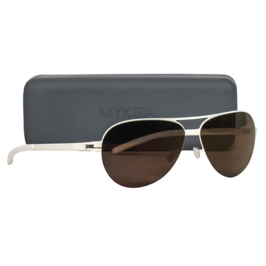 Mykita - Ivory Aviators w/ Bronze Reflective Lens Sunglasses