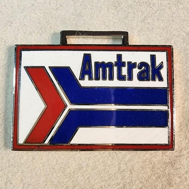 Vintage Style Amtrak Logo Railroad Train Metal Watch Fob Medallion Red White Blue Enamel 