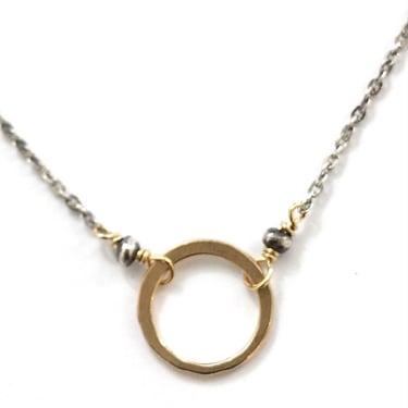 J&I Jewelry | 14kg Filled Circle Necklace on Oxidized Chain