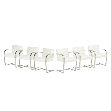 Ludwig Mies van der Rohe Set of 6 BRNO Dining Chairs in Ostrich Leather 1990s