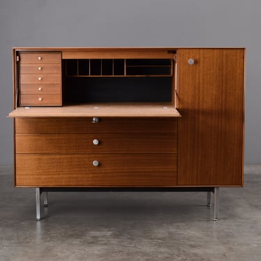 George Nelson 'Thin Edge' Secretary Desk Cabinet Walnut Mid Century Modern 
