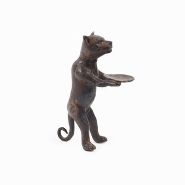 Diego Giacometti Style Bronze Cat Figurine Standing Butler Sculpture 