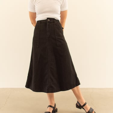 Vintage 24 25 Waist Black Utility A line Skirt | XS 