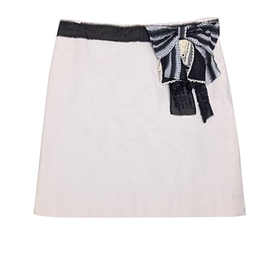 Moschino Cheap & Chic - Ivory Cotton Blend Bow Waist Skirt Sz 8