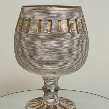 Vintage Chalice or Planter | Fratelli Fanciullacci Sgraffito Italian Pottery | Gold accents | 1960s 