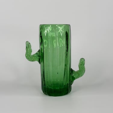 Unique Vintage Cactus Green Glass Tumbler - Great for Daily Use or Decorative Addition 