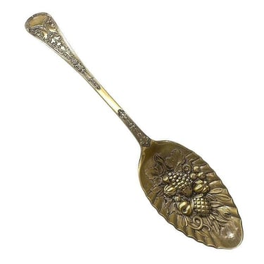 Antique Ornate Leaf Berry and Flower Fruit Scene Jam Berry Spoon By J B & Sons 