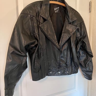 Tannery West vintage 1980s black leather bomber jacket, biker jacket 