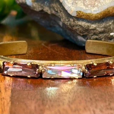 Sorrelli Bracelet Brass Crystal Prong Set Stones Vintage Retro Jewelry Gift 