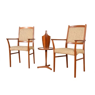 Pair of Danish Modern Teak Accent | Dining Chairs with Arms