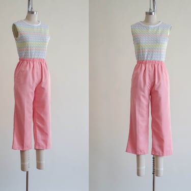 pink cropped pants | high waisted vintage elastic waist pants 
