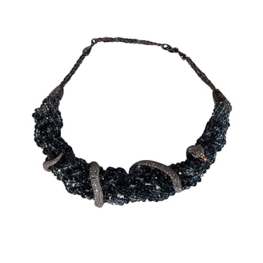 Alexis Bittar - Black Beaded Necklace w/ Crystal Snake Detail