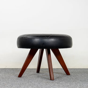 Danish Modern Teak & Vinyl Footstool - (321-169.8) 