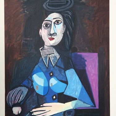 Femme au Petit Chapeau Rond, Assise (Dora Maar), Pablo Picasso (After), Marina Picasso Estate Lithograph Collection 