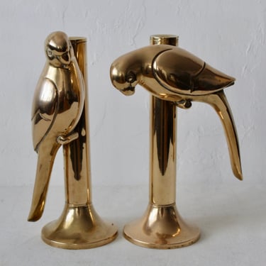 Frederick Cooper Brass Parrot Candleholders-a pair 