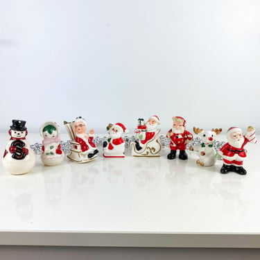 Vintage Christmas Salt and Pepper Shaker Singles, Replacement Shakers, Choose One, Christmas Ceramic Figurines Santa Claus Mrs Claus Snowman 